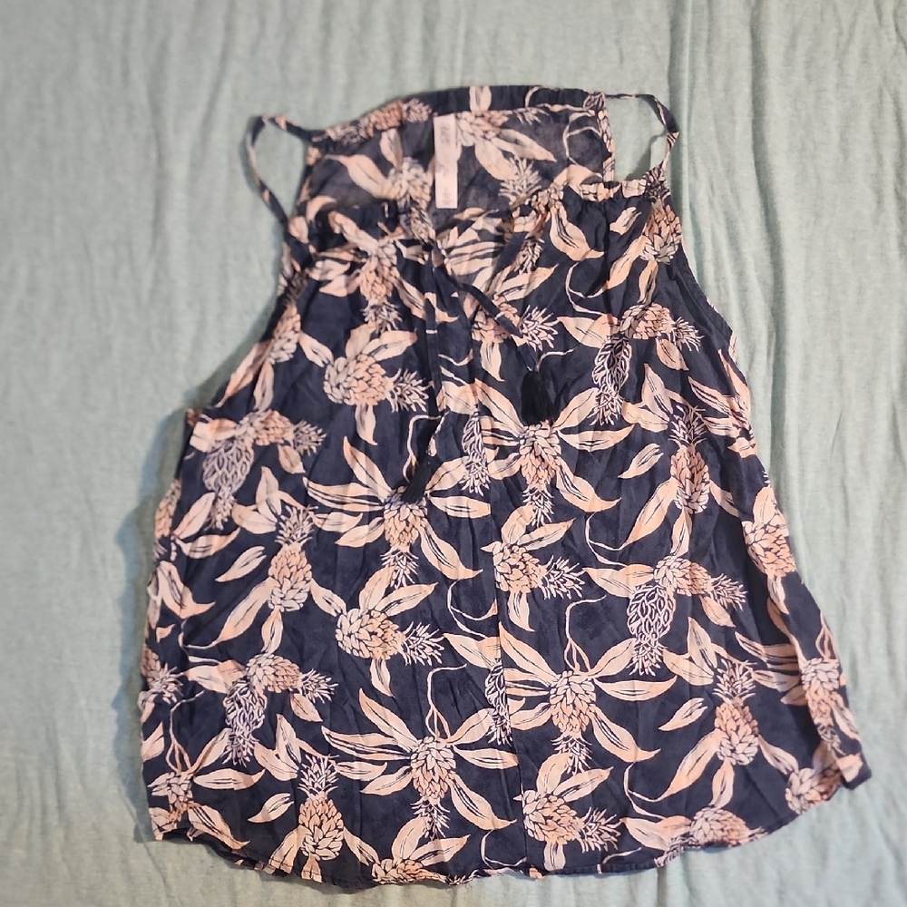 Gilligan & O'Malley Floral Blouse - Navy and Pink